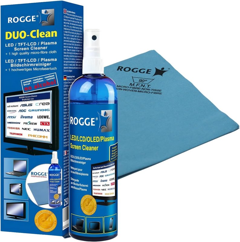 Screen Cleaner Kit - Natural Streak-Free Antibacterial - For Phones LED/LCD TVs Computers Laptops Glasses ... - Spray 8.4oz + XL Microfiber Cloth (washable) - Made in Germany