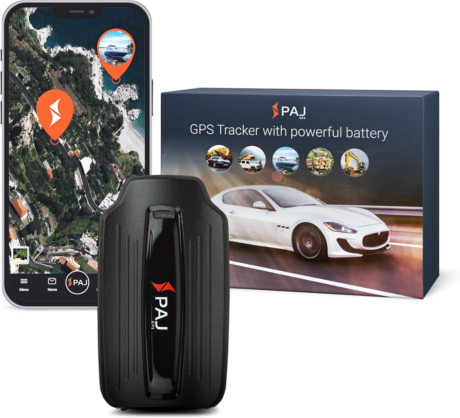 PAJ GPS Tracker Power Finder - Car GPS Tracker up to 90 Days Battery Life, Magnetic GPS Tracking for Cars, Boats or Trucks, Tracking Device for Vehicles with Location, Route & Speed Monitoring