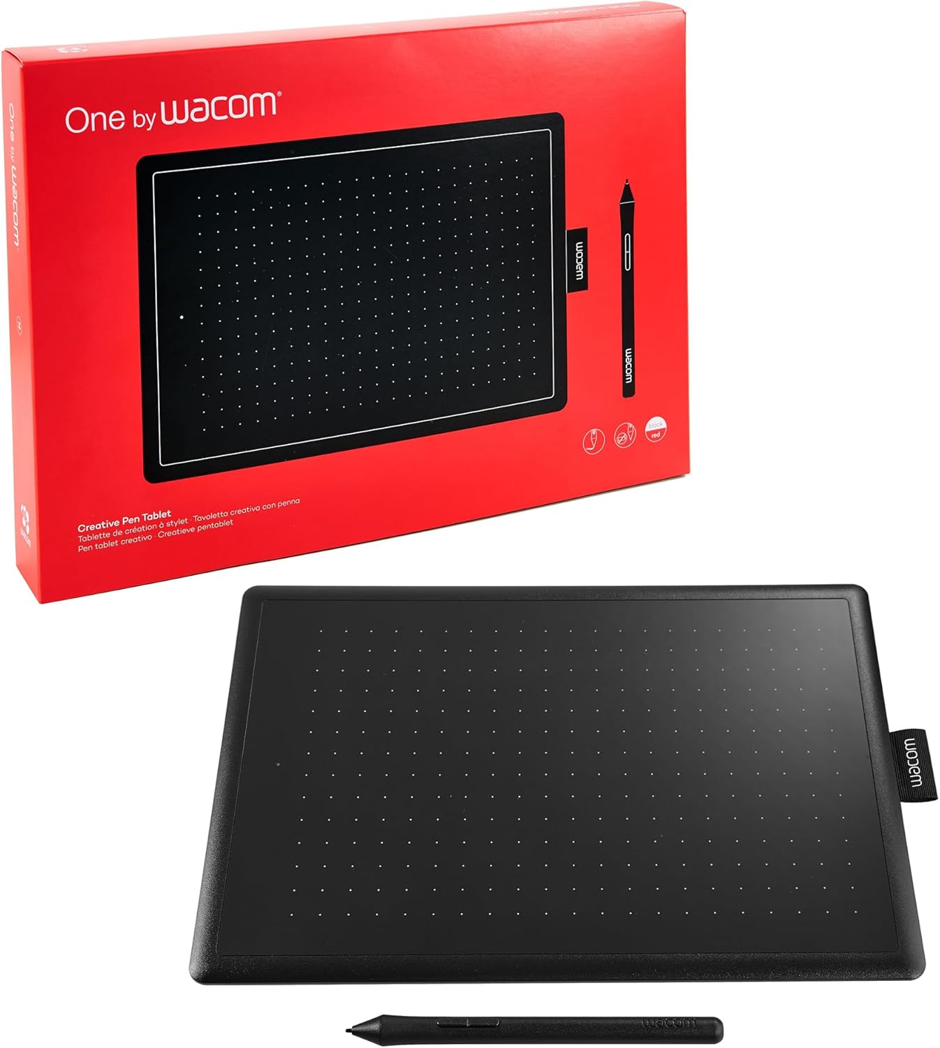 One by Wacom Medium Drawing Tablet — Pressure-Sensitive Stylus, USB, Windows & Mac
