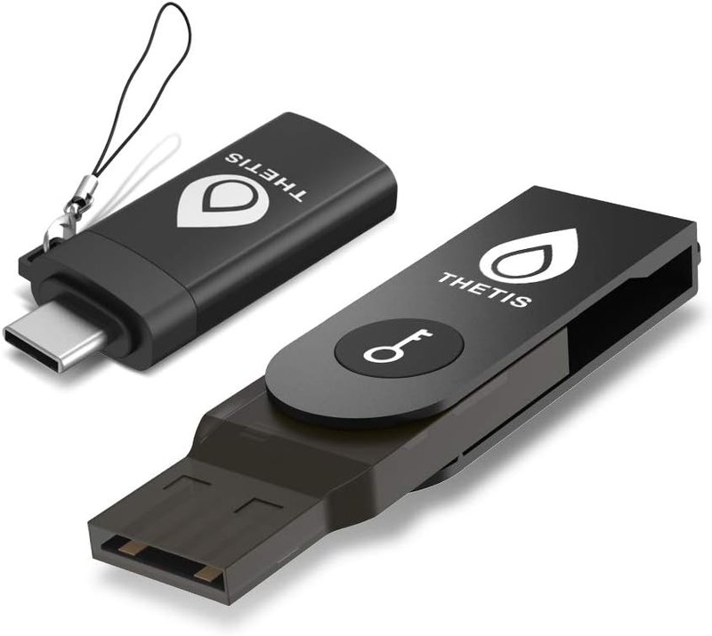 Thetis Fido U2F Security Key with Type C Adapter, Two Factor Authentication, Additional Protection and Compatible with Windows/Linux/Mac OS, Gmail, Facebook, Dropbox, SalesForce, GitHub and more