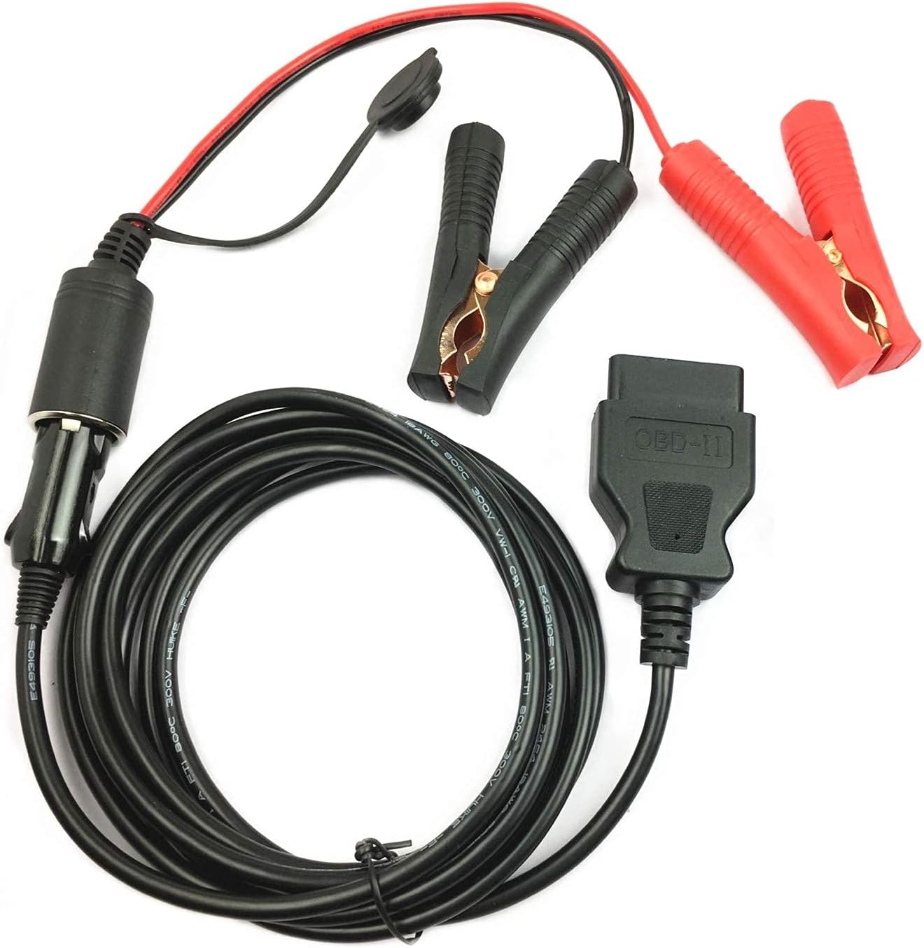 OBD2 Vehicle Emergency Jump Starter Memory Saver Cable — 12V Battery Cigarette Lighter Extension, 3m