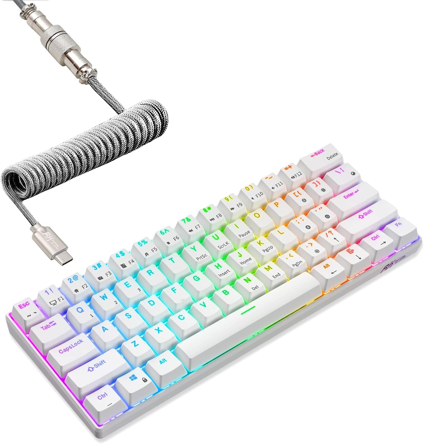 RK ROYAL KLUDGE RK61 60% Mechanical Keyboard - Wireless Bluetooth/2.4GHz/Wired, Hot Swappable, RGB