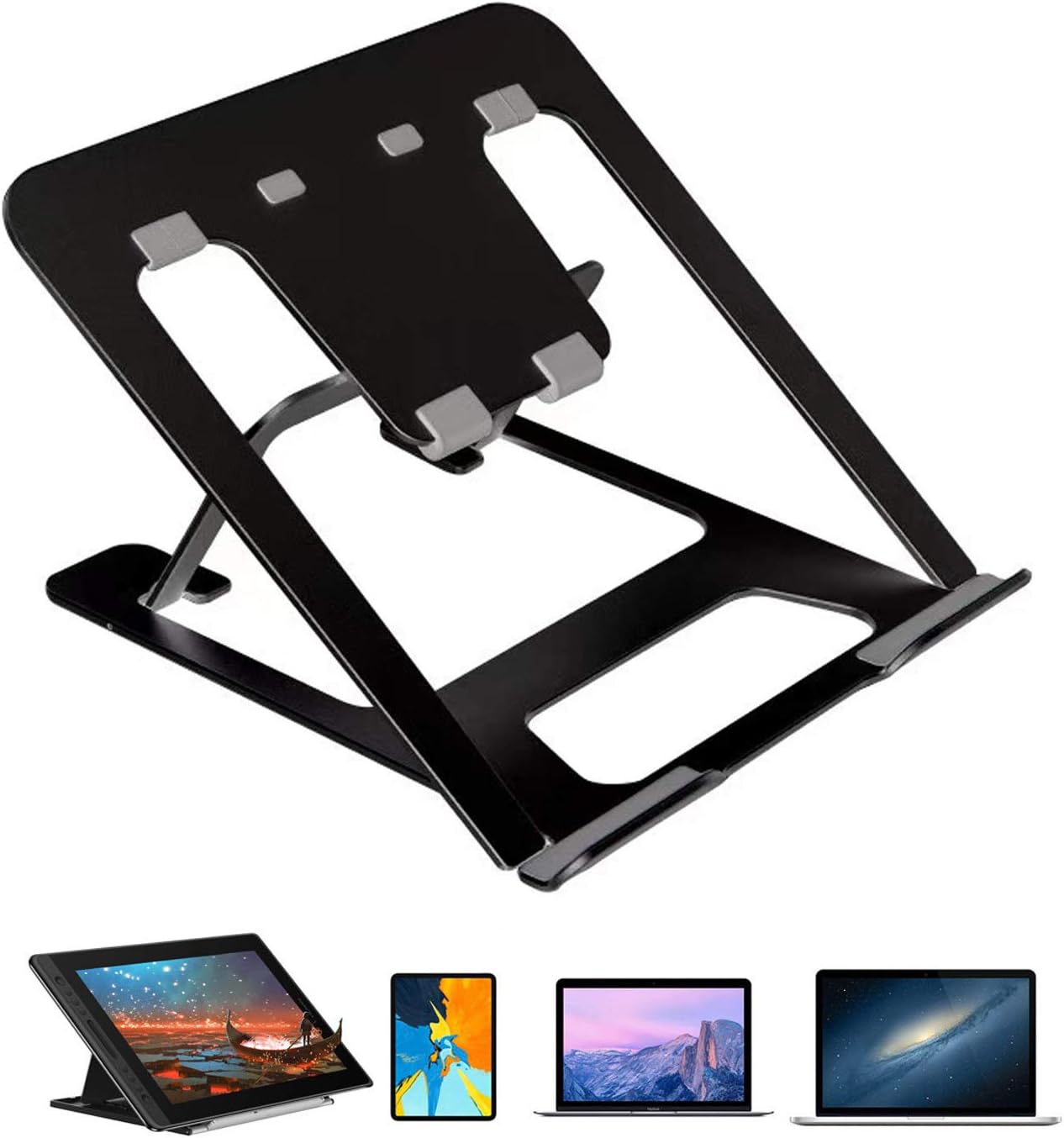 Adjustable Drawing Tablet Stand — Aluminium Ventilated Holder for Wacom, XP-Pen, Huion 10-16"