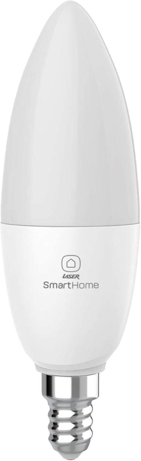 Laser 5W E14 Smart Bulb, 460 Lumens, 25000 Hrs Lifespan, Adjustable White LED Light for Home Decor & Night Light, App & Voice Control Compatible with Google Assistant, Amazon Alexa Devices and More