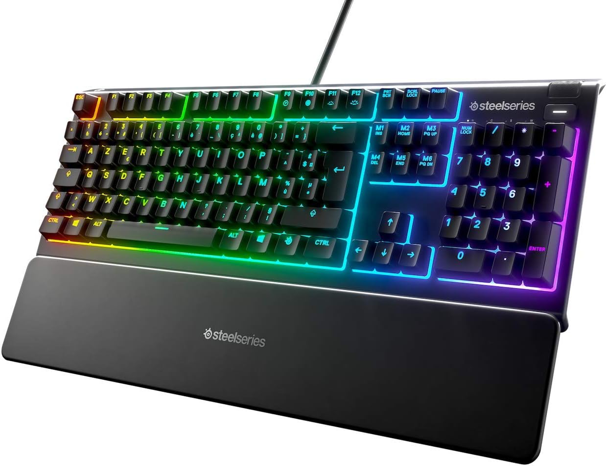 SteelSeries Apex 3 - RGB Gaming Keyboard - 10-Zone RGB Illumination - Premium Magnetic Wrist Rest - French AZERTY Layout