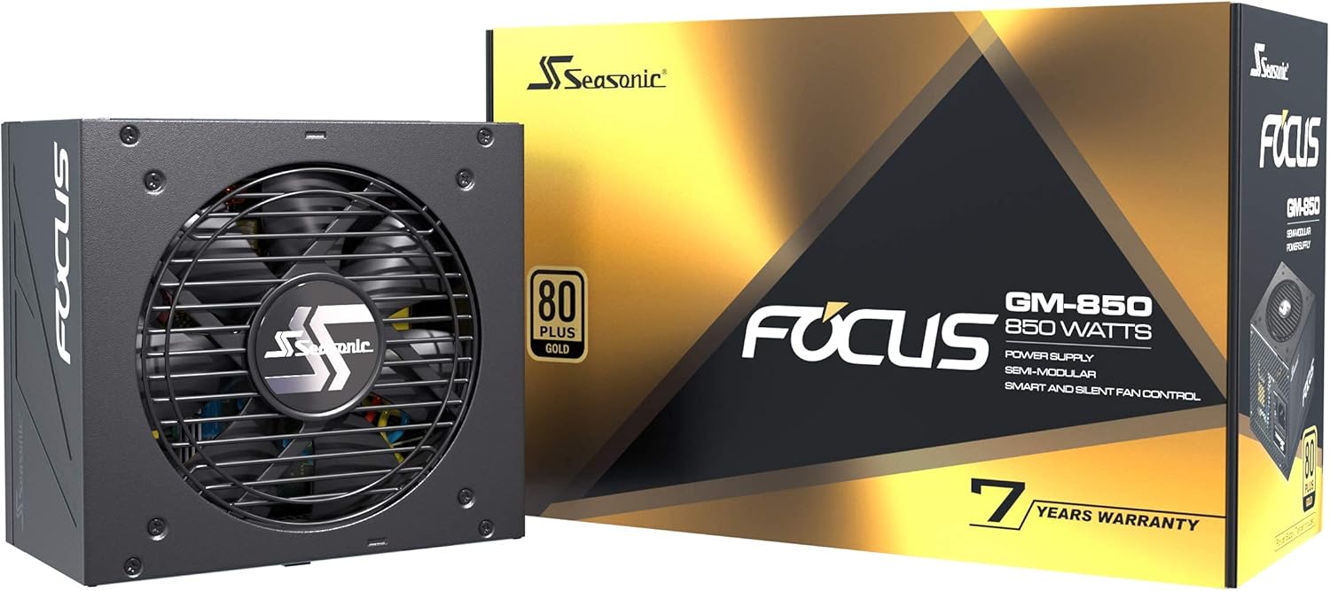 Seasonic Focus GM-850, 850W 80+ Gold, Semi-Modular, Fits All ATX Systems, Fan Control in Silent and Cooling Mode, Perfect Power Supply for Gaming and Various Application