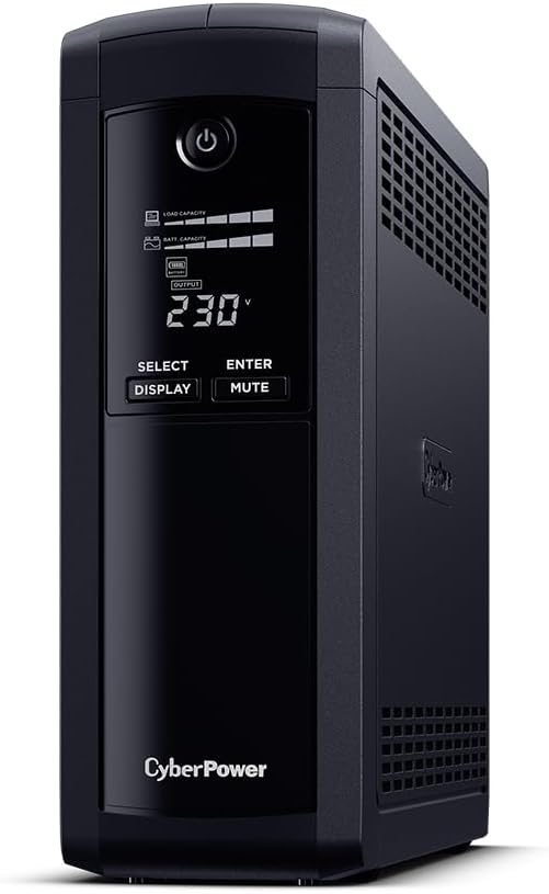 CyberPower Systems Value Pro 1200VA / 720W Line Interactive UPS with LCD Display, Simulated Sine Wave Output, Surge and Spike Protection, Automatic Voltage Regulation, Professional Usage