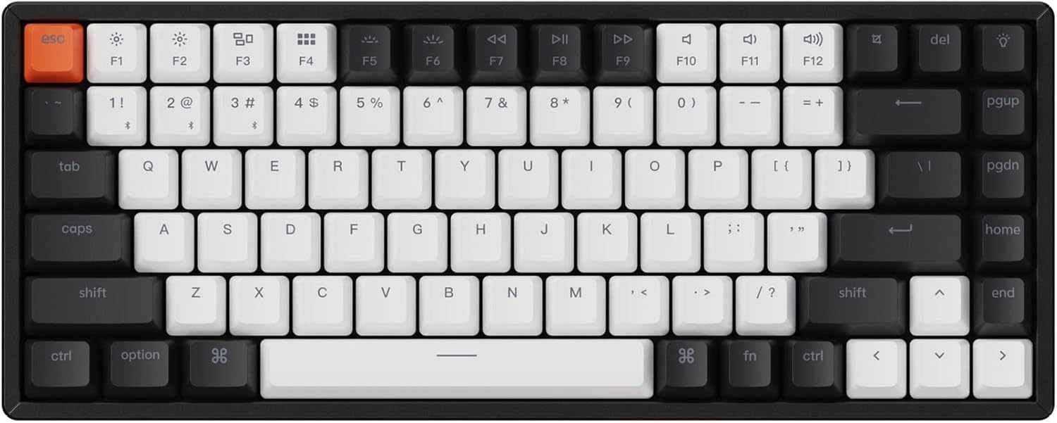 Keychron K2 V2 Bluetooth 5.1 Wireless/USB Mechanical Keyboard - Hot-Swappable, RGB, Aluminium Frame, Brown Switch