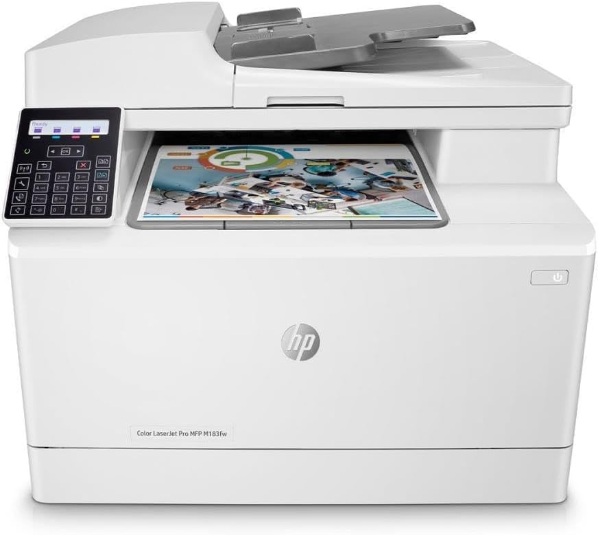 HP Color LaserJet Pro MFP M183fw 7KW56A Colour Laser Printer 17 ppm Wireless Print/Copy/Scan/Fax Compact Design USB & Ethernet