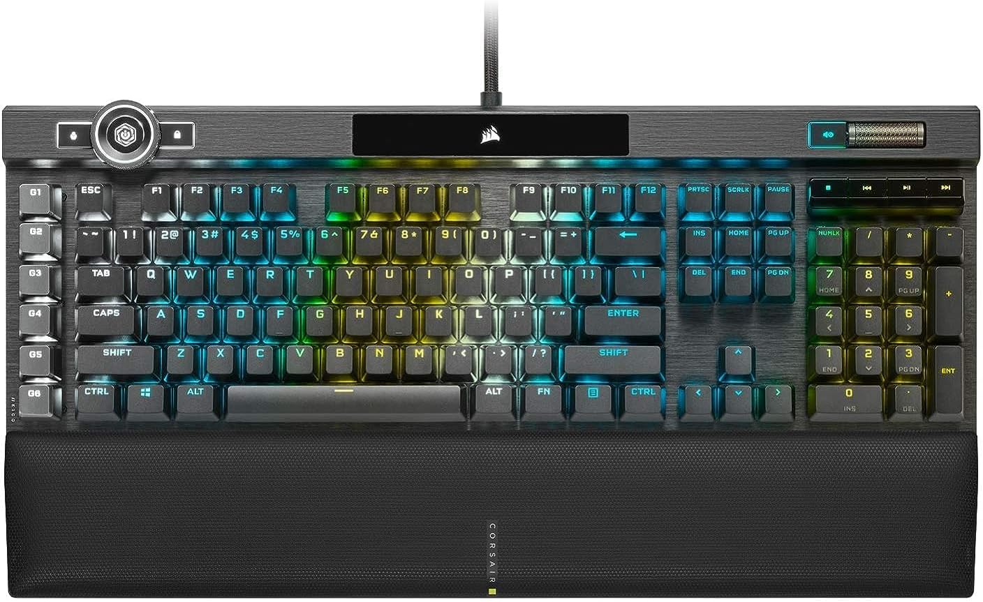 CORSAIR K100 RGB Optical-Mechanical Gaming Keyboard - QWERTY US Layout - Corsair OPX RGB Optical-Mechanical Keyswitches - AXON Hyper-Processing Technology for 4X Faster Throughput - RGB LightEdge