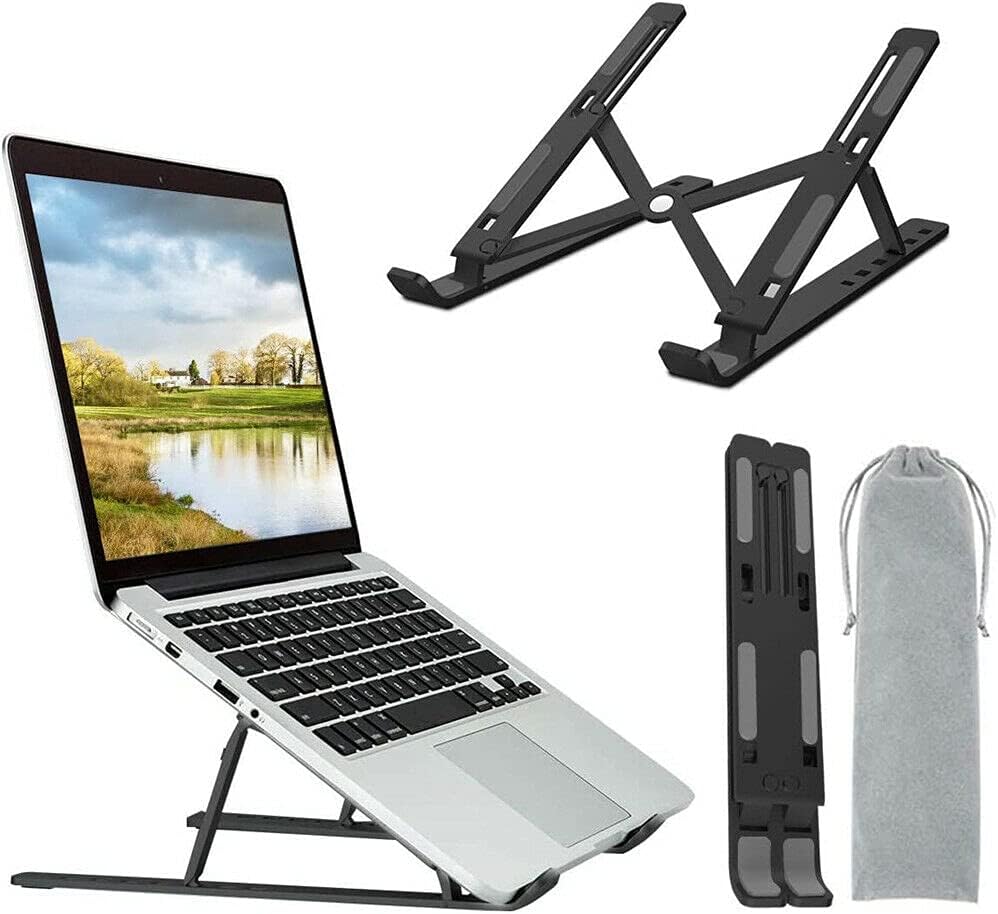 Portable Laptop Stand Tray Holder Cooling Riser Notebook 10-17" Tablet Bracket (Black)