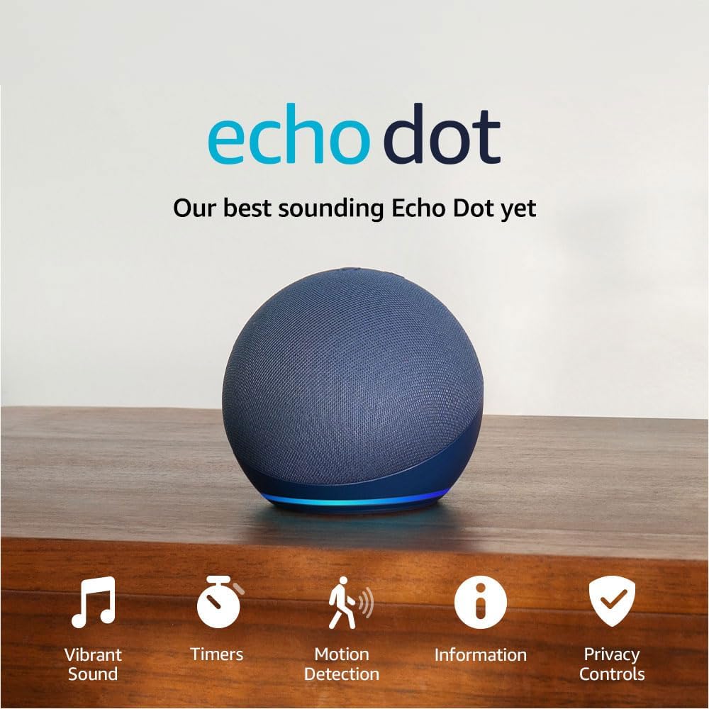 Echo Dot (5th Gen, 2022) Smart Speaker with Alexa — Deep Sea Blue