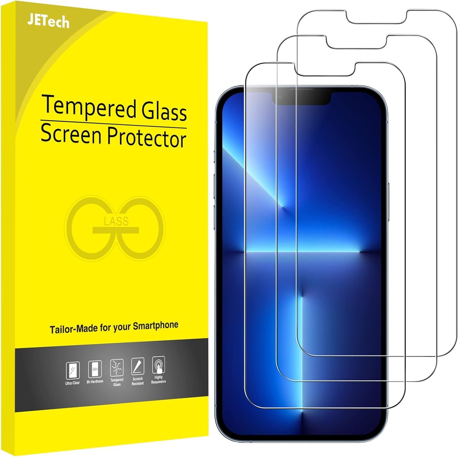 JETech Screen Protector for iPhone 13 / 13 Pro 6.1-Inch - 9H Tempered Glass, 3-Pack