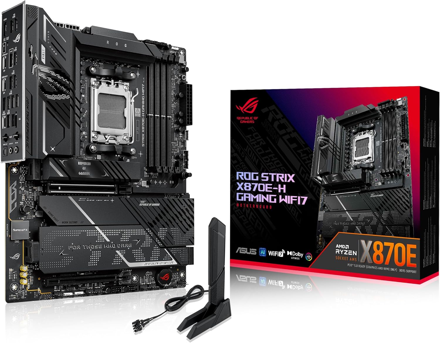 ASUS ROG Strix X870E-H Gaming WIFI7 Motherboard Socket AMD AM5 (ATX, DDR5, WiFi 7, 4X M.2, PCIe 5.0, 2X USB4, PCIe Slot Q-Release, Aura Sync)