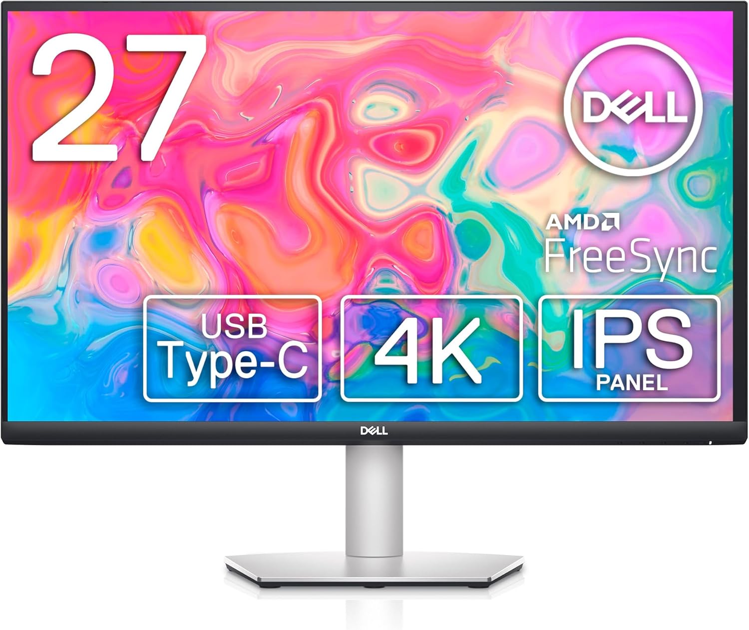 Dell S2722QC 27-inch 4K USB-C Monitor, UHD 3840x2160, 60Hz, Built-in Dual Speakers, Platinum Silver