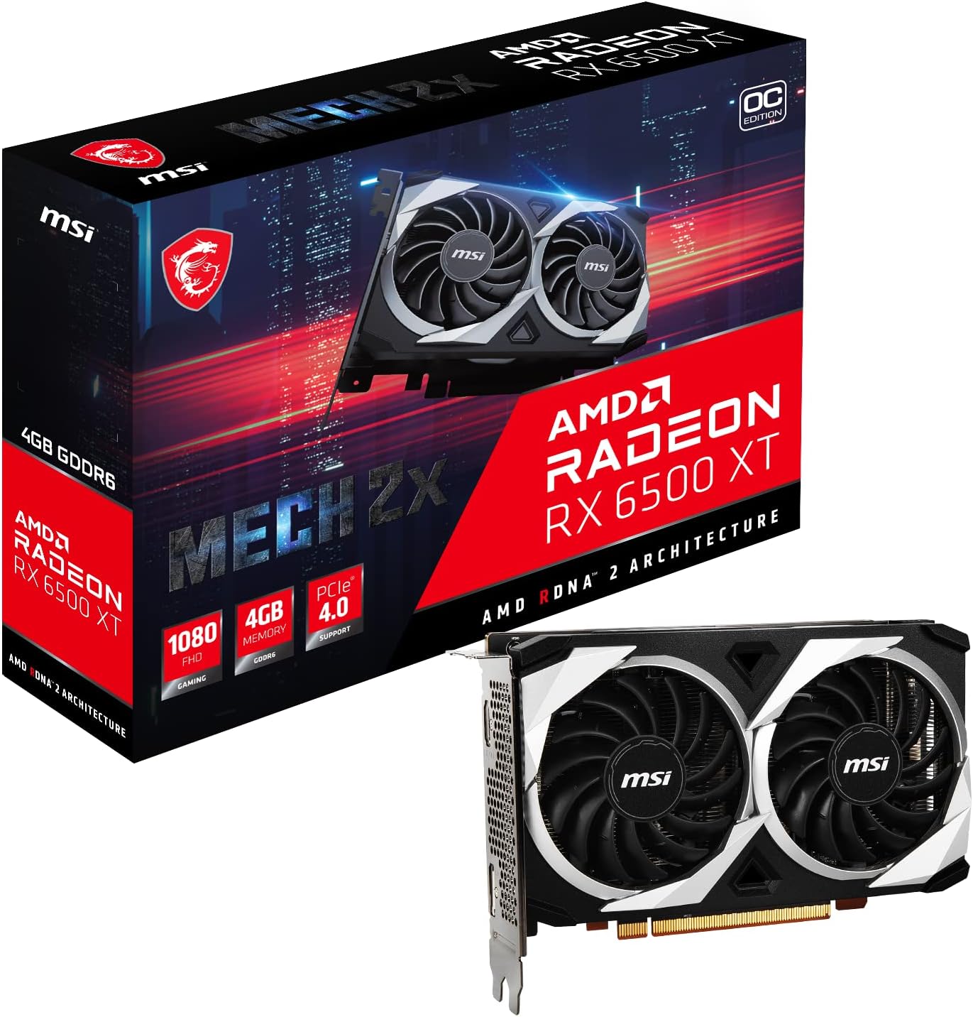 MIS Radeon RX 6500 XT Mech Dual OC 4GB GDDR6 PCI-Express Graphics Card