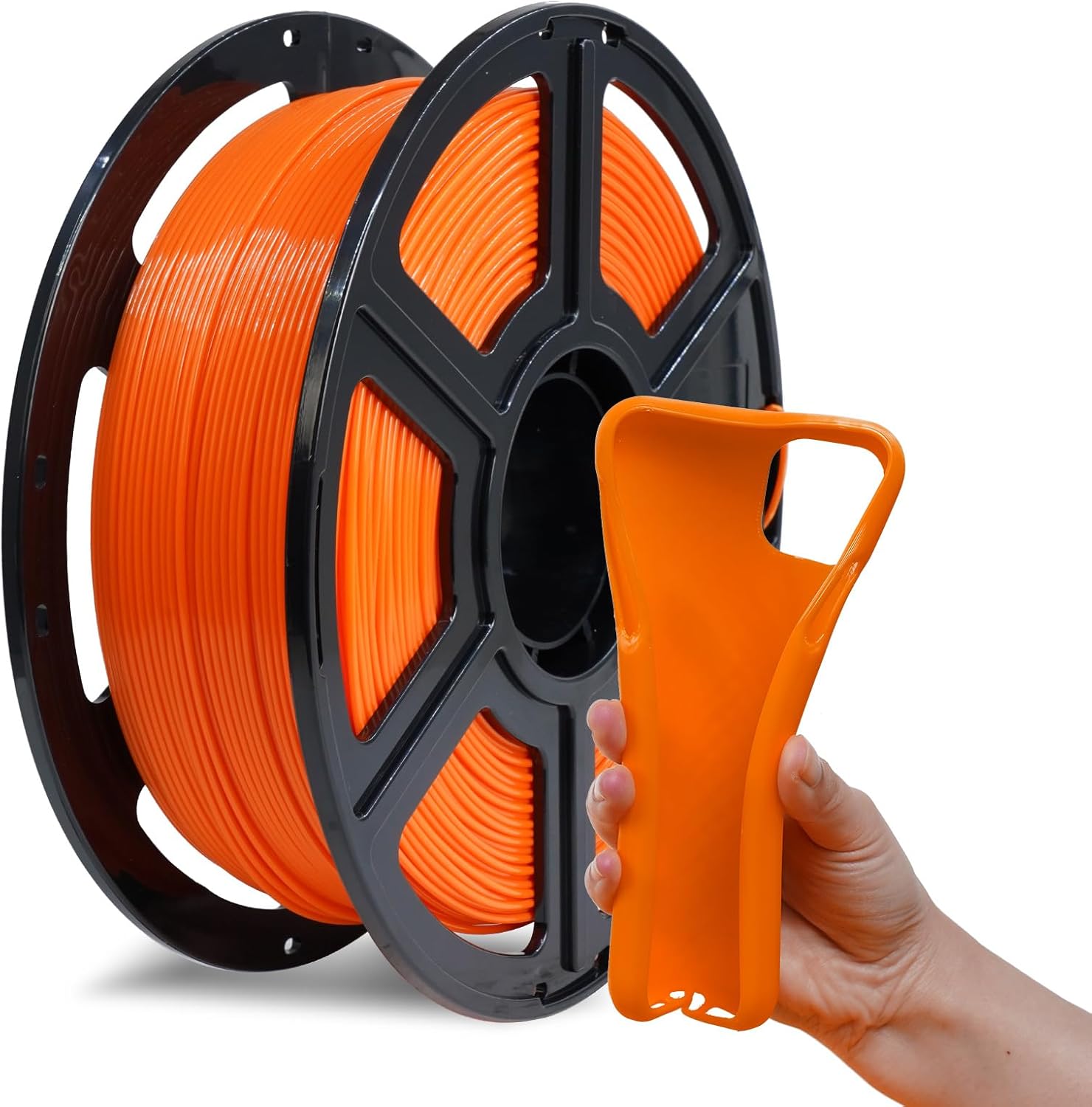 Flashforge PLA Flexible 1.75 mm 3D Printer Filament, 3D Printing Filaments 1kg Spool-Dimensional Accuracy +/- 0.02mm, Environmental Friendliness, no Smoke and no Odor (Orange, PLA Flexible)