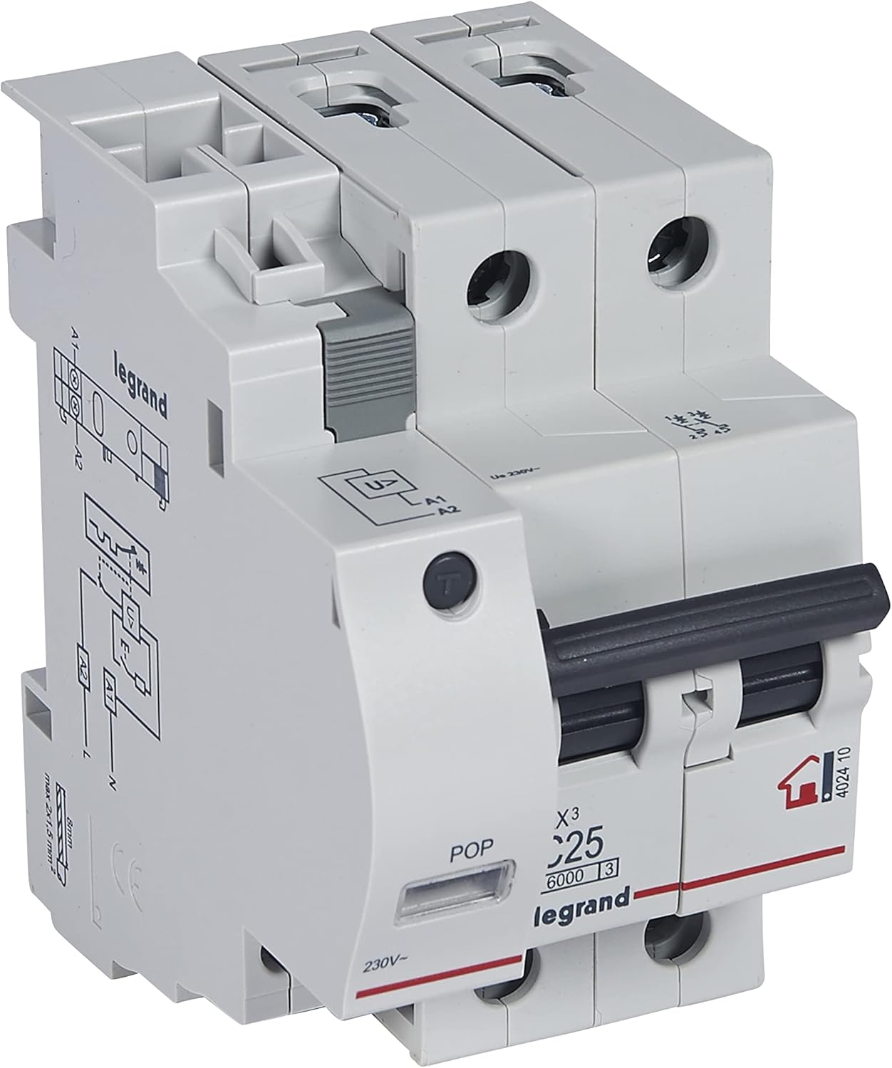 Legrand 402410E permanent surge protection 2P 25A with protective coil (POP), Resident