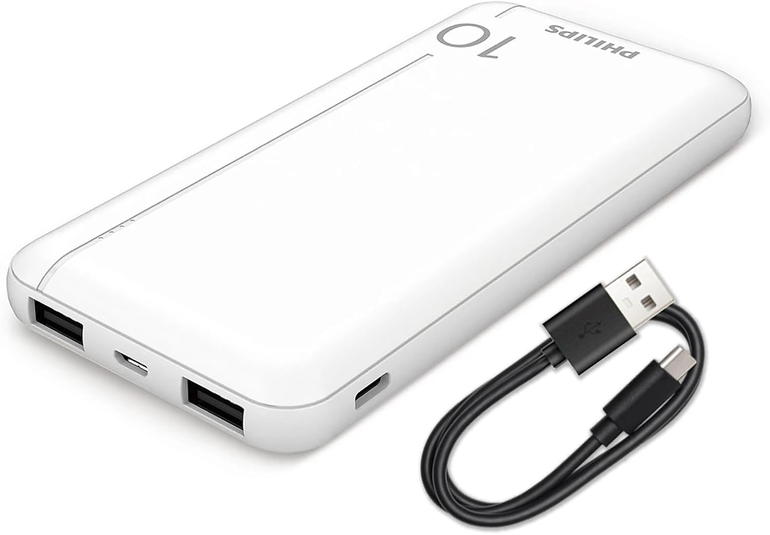 Philips Magnetic Powerbank 10000mAh Power Bank USB Portable Charger Reliable 5V 2.1A iPhone 16/15/16 & 15 Pro/ 16 & 15 &14 Pro Max/13/12 Series (White)
