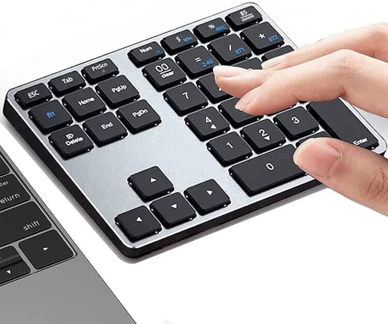 Acedada Bluetooth Wireless Numeric Keypad - Slim Aluminium, 3-in-1 Dual BT + USB, Multi-Device Numpad