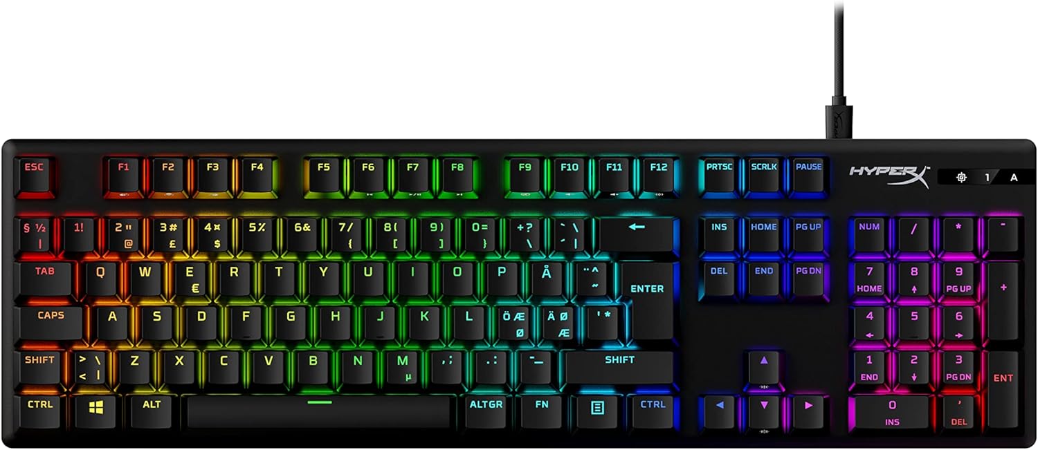 HyperX Alloy Origins PBT- Mechanical Gaming Keyboard, PBT Keycaps, RGB, HyperX Mechanical Switches (Aqua), Compact, Portable, Durable Aluminum Body, Adjustable Feet, Customizable with HyperX NGENUITY Software, Onboard Memory