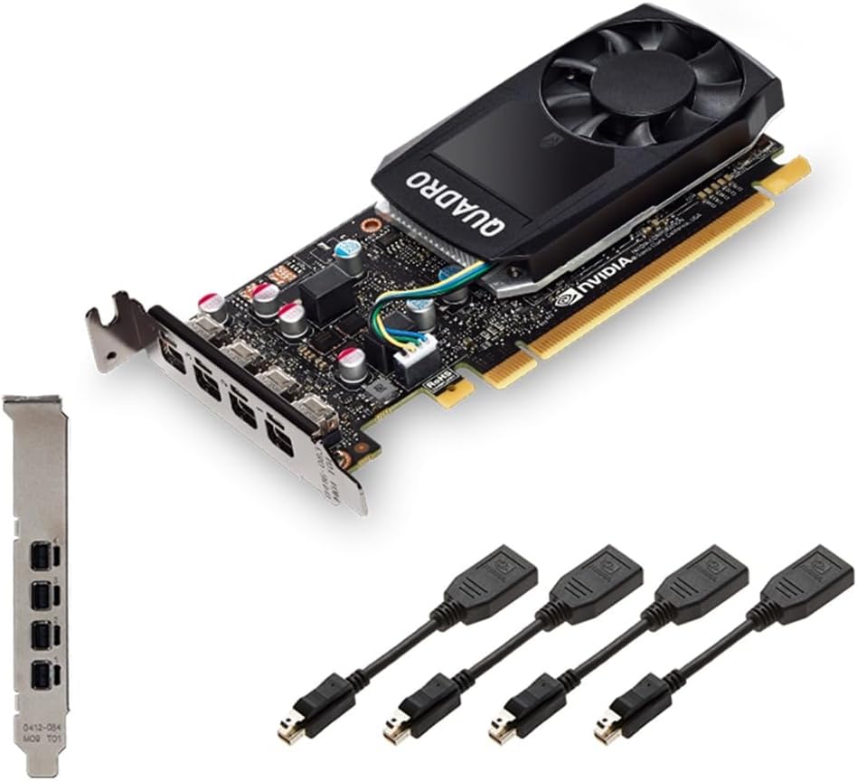 NVIDIA Quadro P600 2GB GDDR5 Graphics Card - 128 Bit Memory Bus, 4 DisplayPorts, Low and High Profile Bracket (Renewed)
