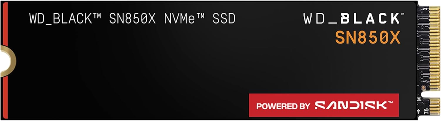 Western Digital Black SN850X 2TB NVMe SSD, M.2, PCIe Gen4, 5-Year Warranty, Up to 7,300MB/s