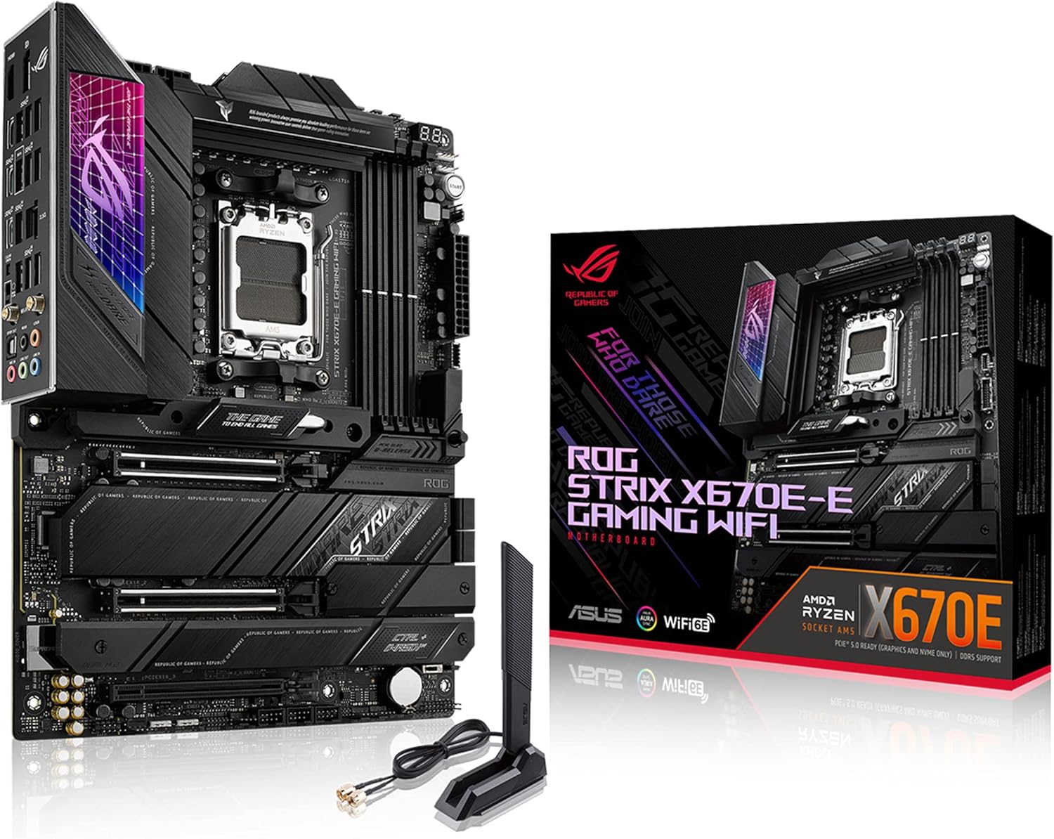 ASUS ROG Strix X670E-E Gaming WiFi AMD AM5 ATX Motherboard - DDR5, 4x M.2, PCIe 5.0, WiFi 6E