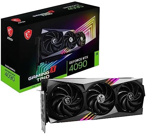 MSI GeForce RTX 4090 Gaming X Trio 24G Graphics Card — 24GB GDDR6X 384-bit, PCIe 4.0, 2610MHz Boost, Triple TORX Fan 5.0, HDMI 2.1a, DisplayPort 1.4a