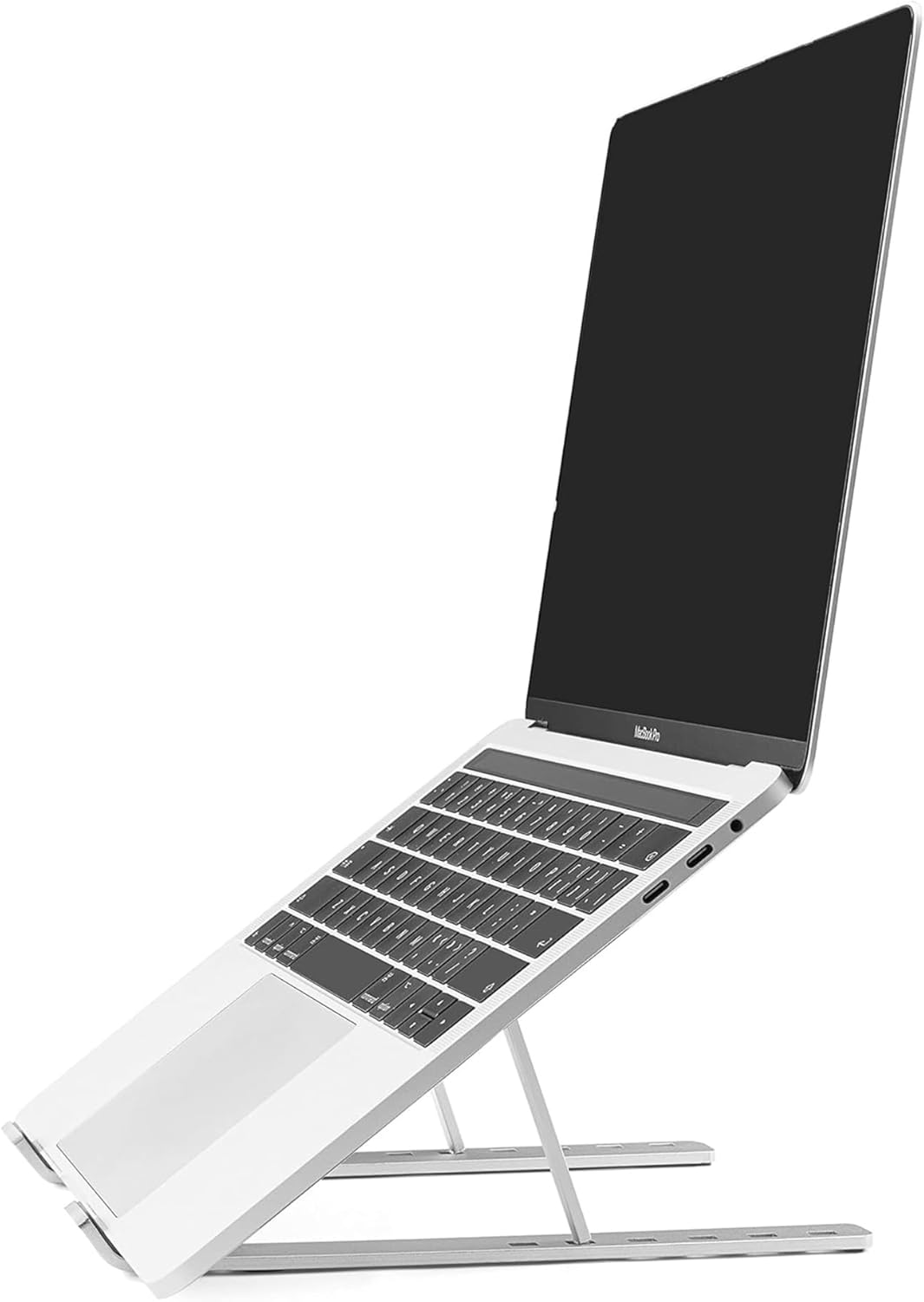 Laser Portable Monitor and Laptop Stand for Desk Stand up to 16kg - 6 Adjustable Heights, Compatible with MacBook, HP, Dell Laptop and Tablet, Silver