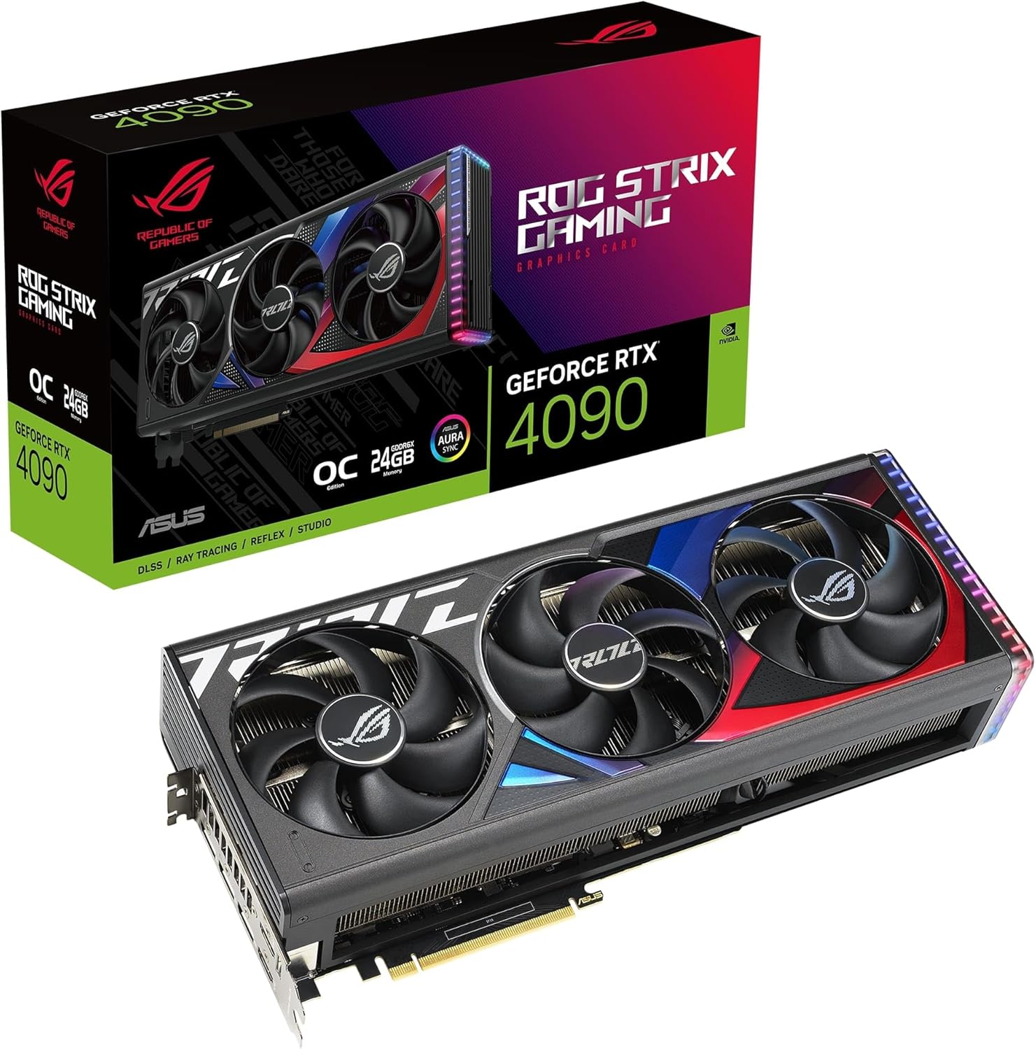 ASUS ROG Strix GeForce RTX 4090 OC Edition 24GB GDDR6X Gaming Graphics Card — PCIe 4.0, 2640MHz Boost, HDMI 2.1a, 3x DisplayPort 1.4a, ROG-STRIX-RTX4090-O24G-GAMING
