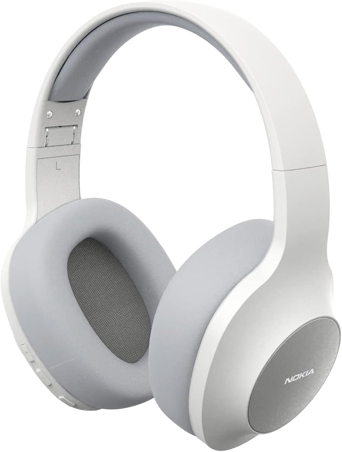 Nokia Wireless Headphones Bluetooth 5.0 E1200 Headset, Built-in Microphone, Wireless, 0.1 inches (3.5 mm), AUX Wired Compatible, Up to 40 Hours of Continuous Playback, Foldable (White)