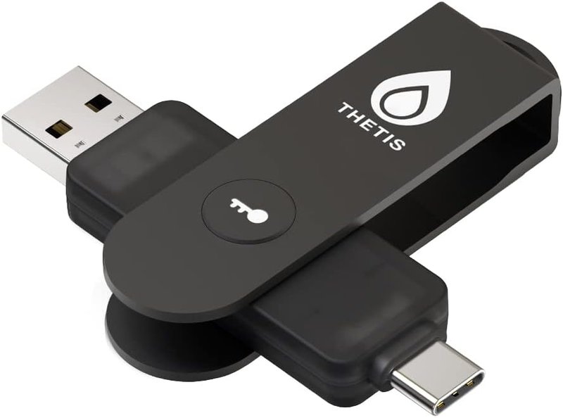 Thetis Pro FIDO2 Security Key, Two-Factor authentication NFC Security Key, Dual USB Ports Type A & Type C for Multi Factored Protection (HOTP) in Windows/MacOS/Linux, Gmail, Facebook, Dropbox, GitHub