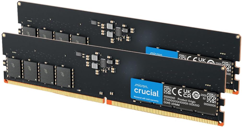 Crucial 32GB (2x16GB) DDR5 Desktop RAM Memory Kit, 5600MHz, CL46, XMP AMD Expo Profile, CT2K16G56C46U5