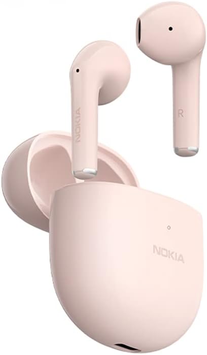 Nokia Essential Wireless Earbuds, Bluetooth 5.1, Fully Wireless Earbuds, ENC Noise Reduction, Hands-Free Calling, Left/Right Separated, Up to 25 Hours of Music Playback, Lightweight (Pink E3110)