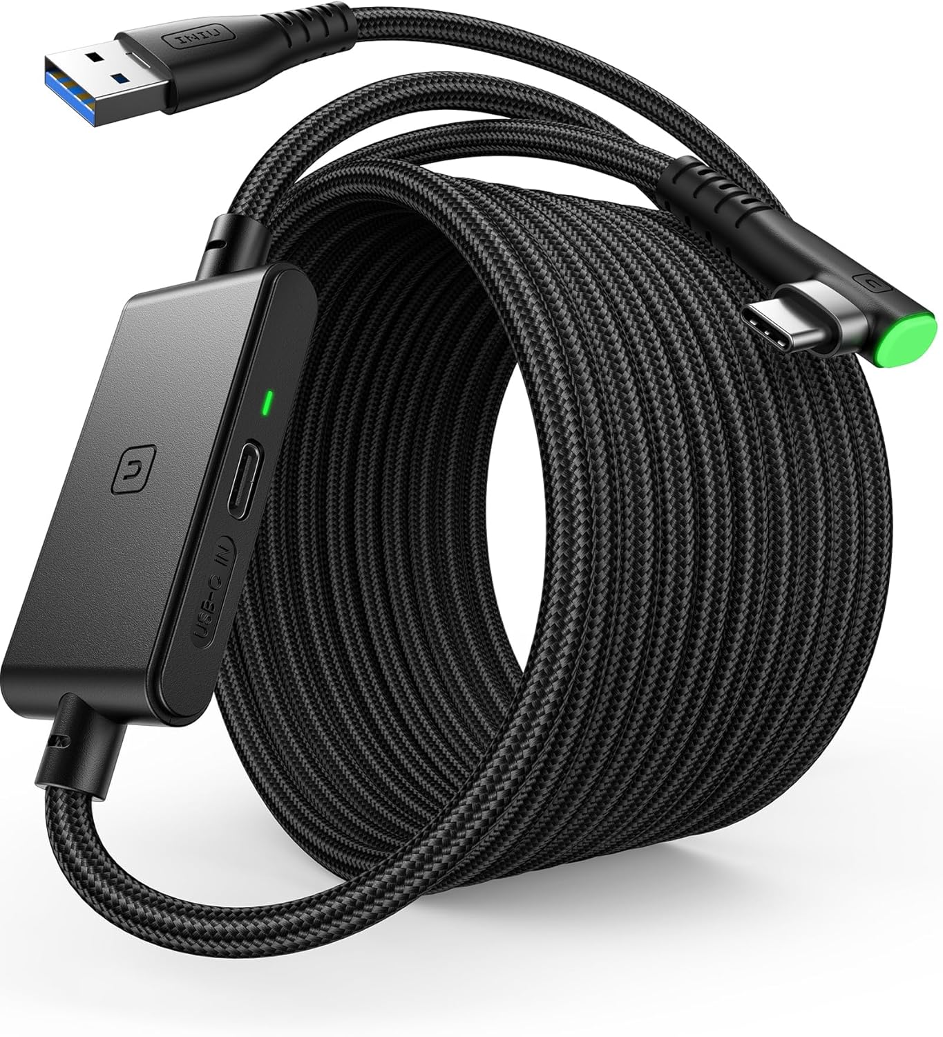 INIU Link Cable with Charging Port, [5m/16ft] VR Cable for Pico 4 Accessories and PC VR Headset Steam VR Gaming Case, High Speed USB 3.0 Data Transfer USB C Cable