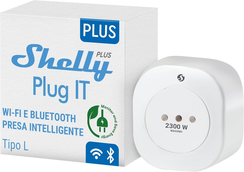 Shelly Plus Plug IT - Smart Plug Compatible with Alexa and Google Home, Programmable Plug with Voice Control, Bluetooth Device and Wi-Fi to Automate Current Measuring Devices