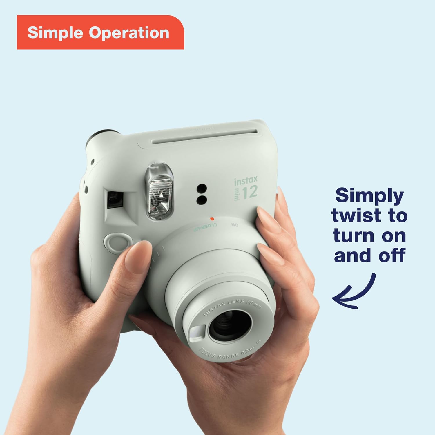Fujifilm Instax Mini 12 Instant Camera - Pastel Blue, Simple Operation, Built-In Selfie Mirror