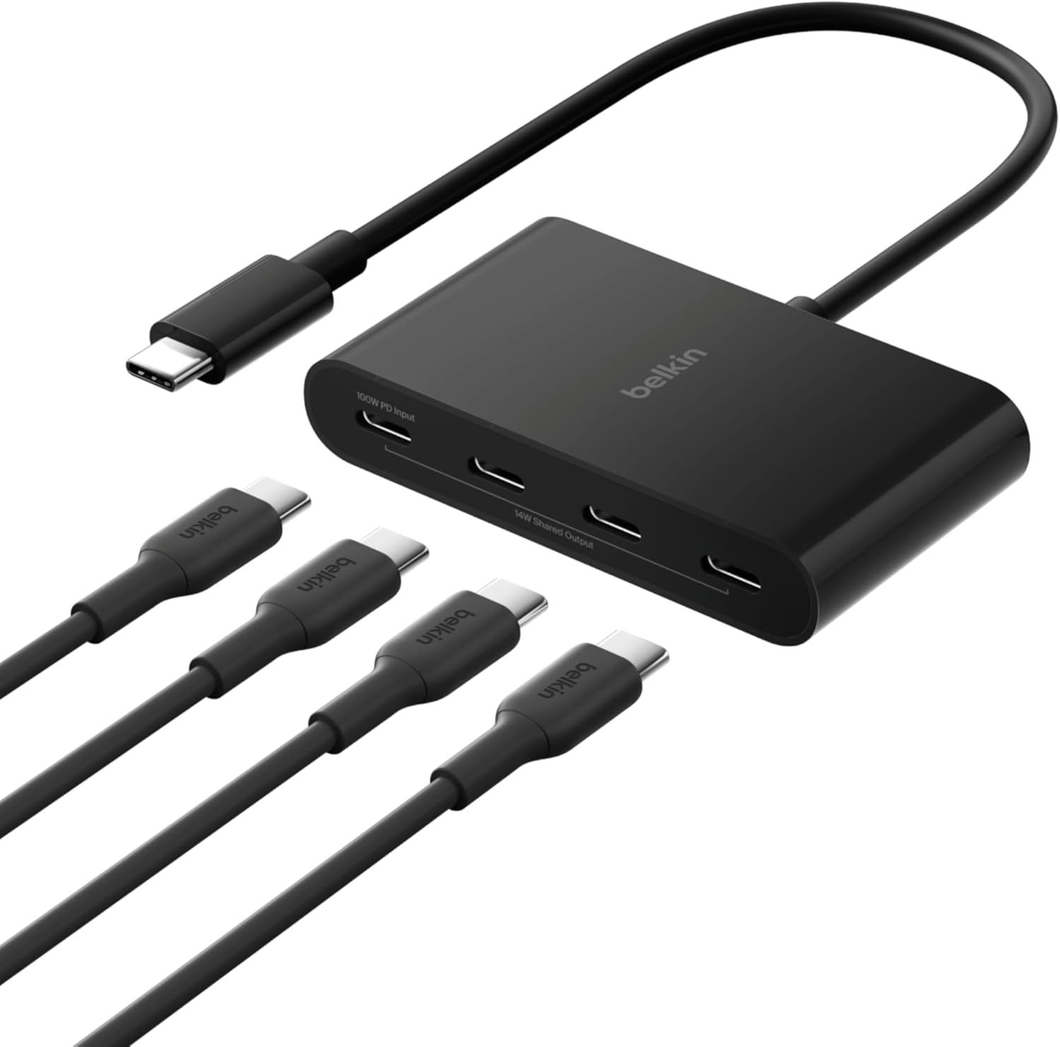Belkin Connect USB-C™ to 4-Port USB-C Hub, Multiport Adapter Dongle with 4 USB-C 3.2 Gen2 Ports & 100W PD with Max 10Gbps High Speed Data Transfer for MacBook, iPad, Chromebook, PC, and More