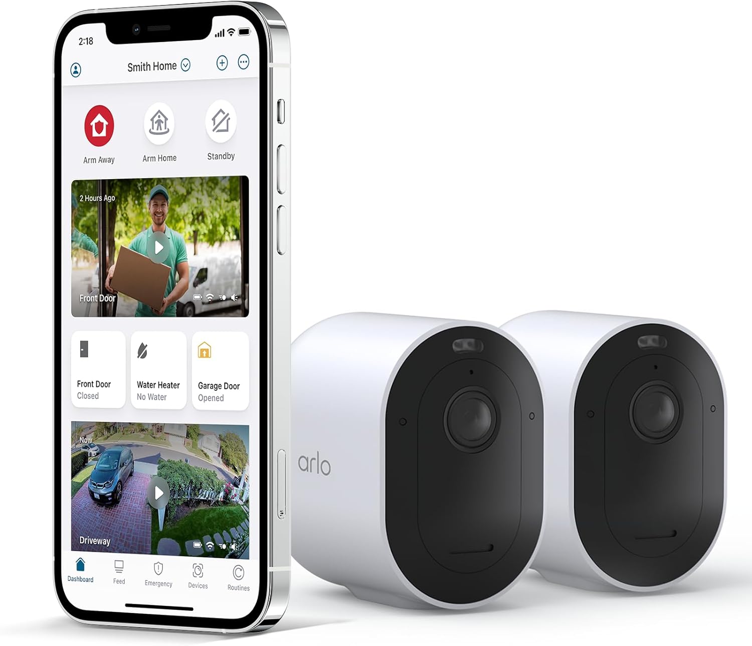 Arlo Pro 5 2K Spotlight Wire-Free Camera| 2 Camera | 2K Video with HDR | Indoor/Outdoor Security Cameras |Color Night Vision |160° View|Compatible with Alexa | Home Security | White (VMC4260P-100AUS)