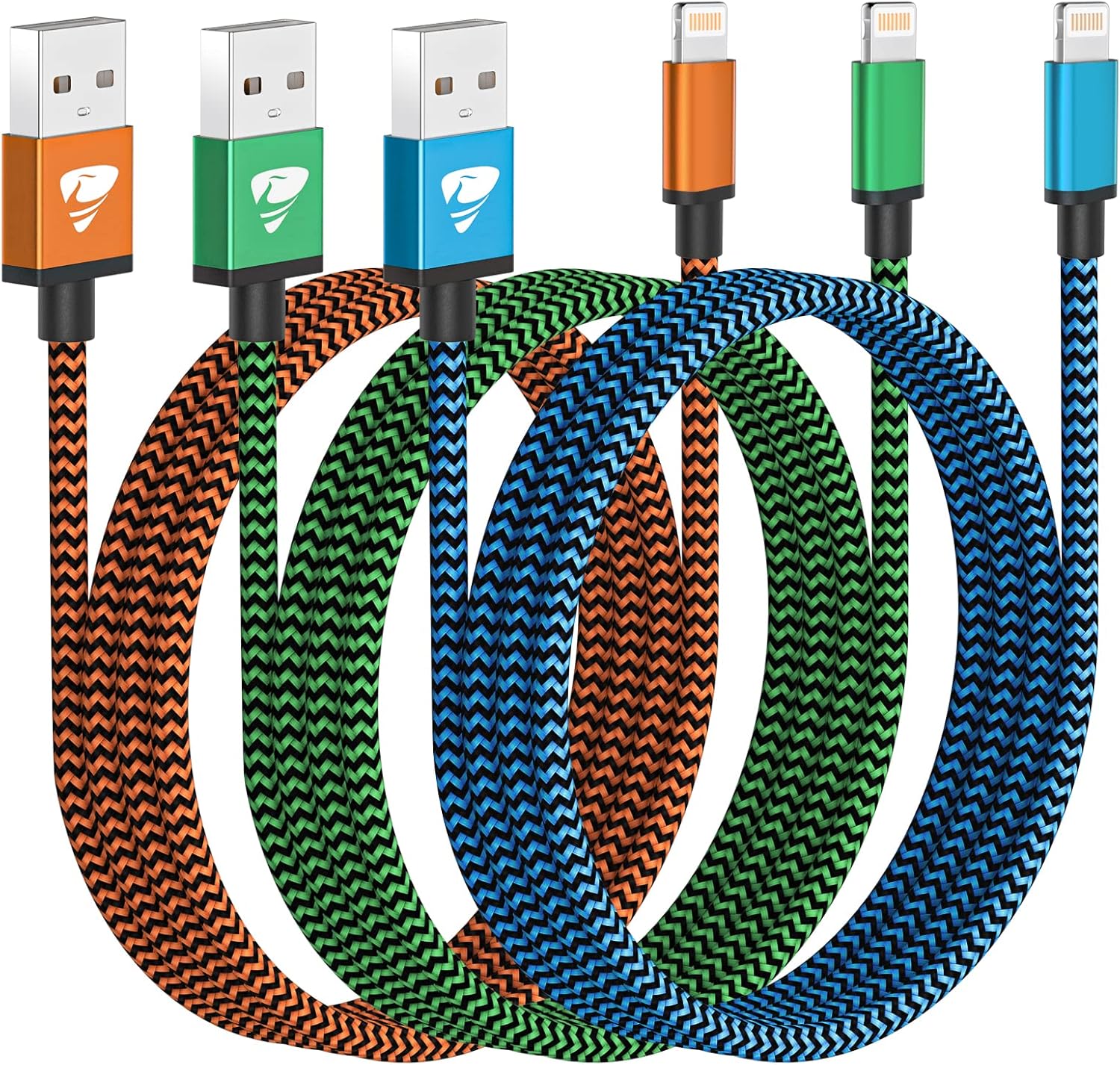 Aioneus iPhone Charger Cable 3M 3Pack Apple MFi Certified USB A to Lightning Cable Nylon Braided Extra Long iPhone Charging Cable Fast Charge Cord for iPhone 14 13 12 11 Pro Max XR XS 8 7 Plus 6,iPad