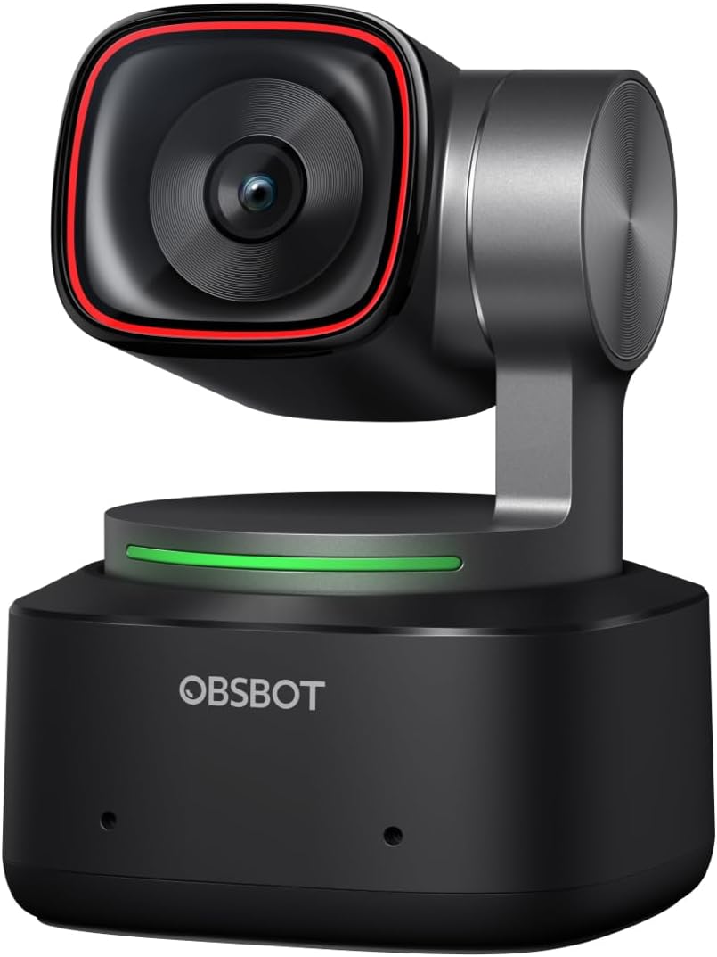 OBSBOT Tiny 2 4K PTZ Webcam - AI Auto Tracking, Voice Control, 1/1.5" Sensor, Gesture Control, 60FPS