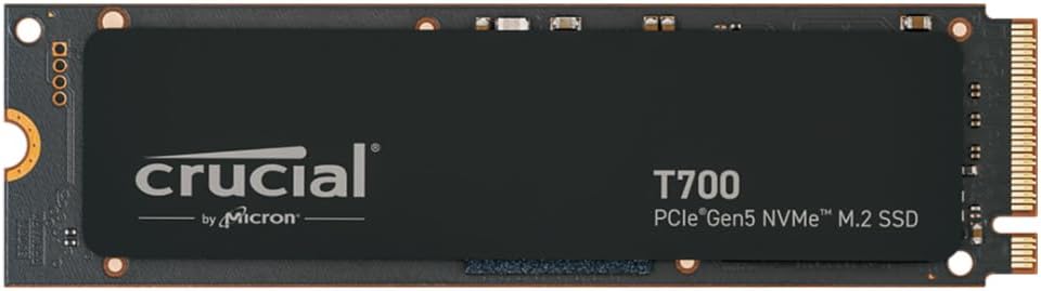 Crucial T700 1TB PCIe Gen 5 NVMe M.2 SSD - Up to 11,700MB/s Sequential Read