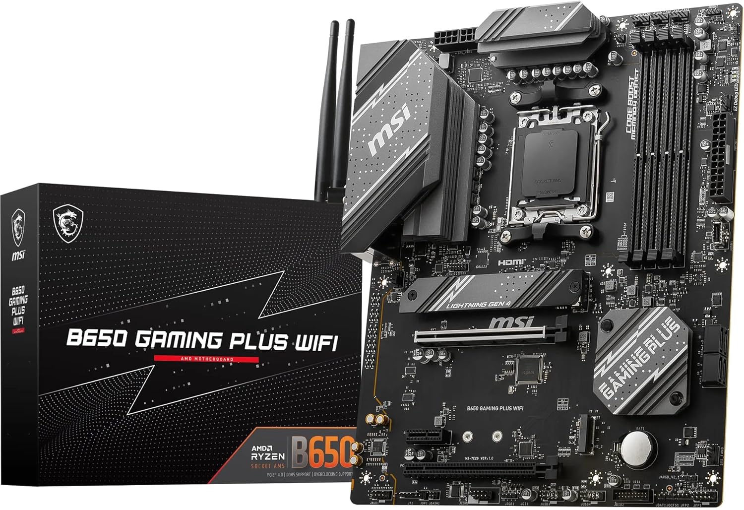 MSI B650 Gaming Plus WiFi Motherboard - AMD AM5, DDR5 6400+MHz OC, 2x PCIe 4.0 x16, Wi-Fi 6E
