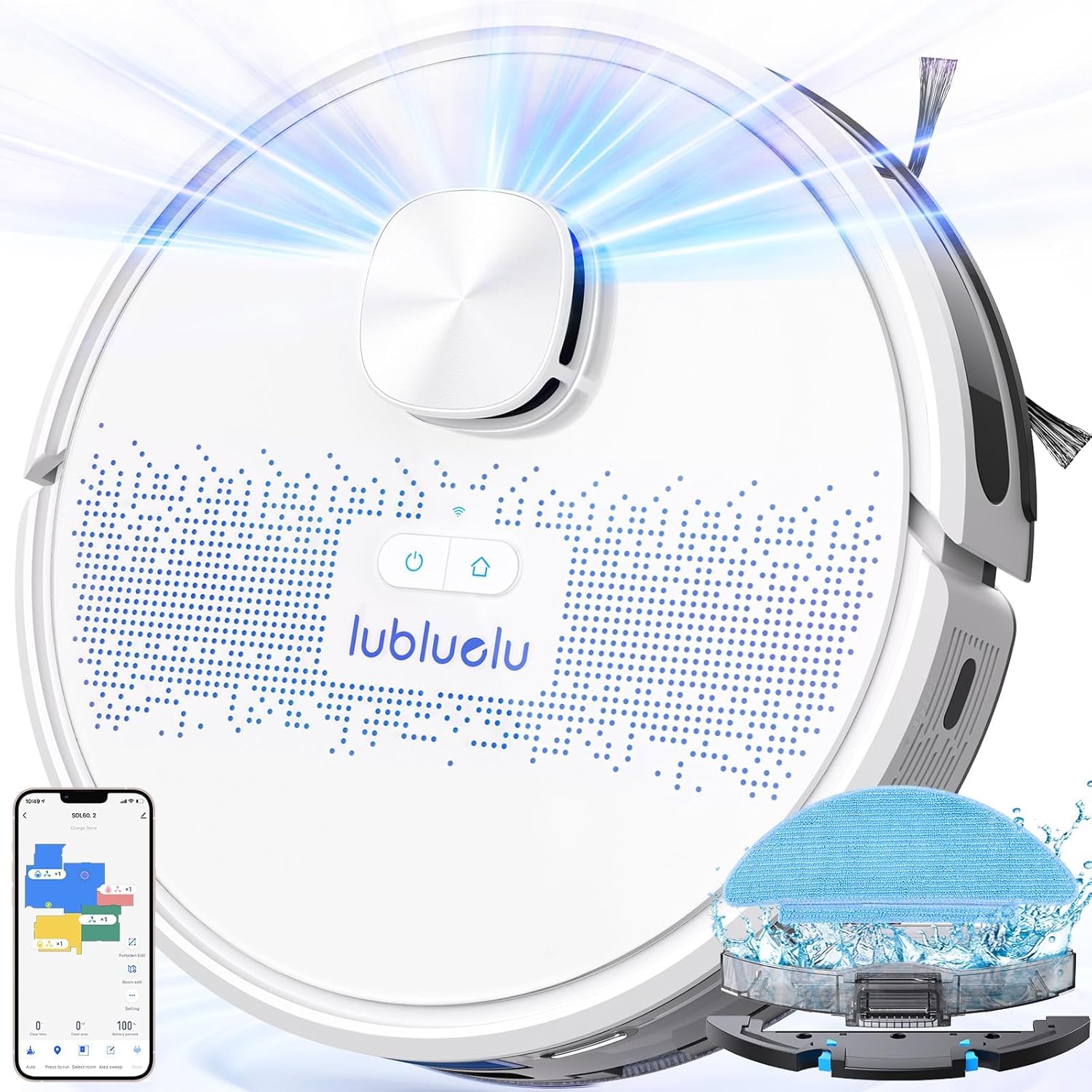 Lubluelu Robot Vacuum and Mop Combo 4000Pa, 2 in 1 Robotic Vacuum Cleaner, Lidar Navigation Laser, 5 Editable Map,10 No-go Zones, App/Alexa, Intelligent Vacuum Robot for Pet Hair, Carpet, Hard Floor
