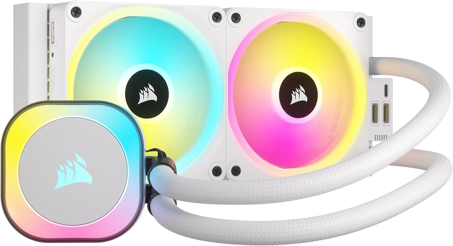 Corsair iCUE Link H100i RGB Liquid CPU Cooler - 240mm AIO - QX120 RGB Fans - Fits Intel® LGA 1700, AMD® AM5 - iCUE Link System Hub Included - White