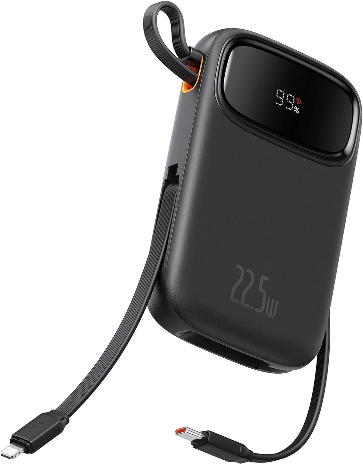 Baseus Fast Charge Power Bank Dual-Cable Digital Display 10000mAh 22.5W,Black Battery Pack Power Bank Compatible with iPhone 15/14/13,Samsung,Galaxy,MacBook,Dell