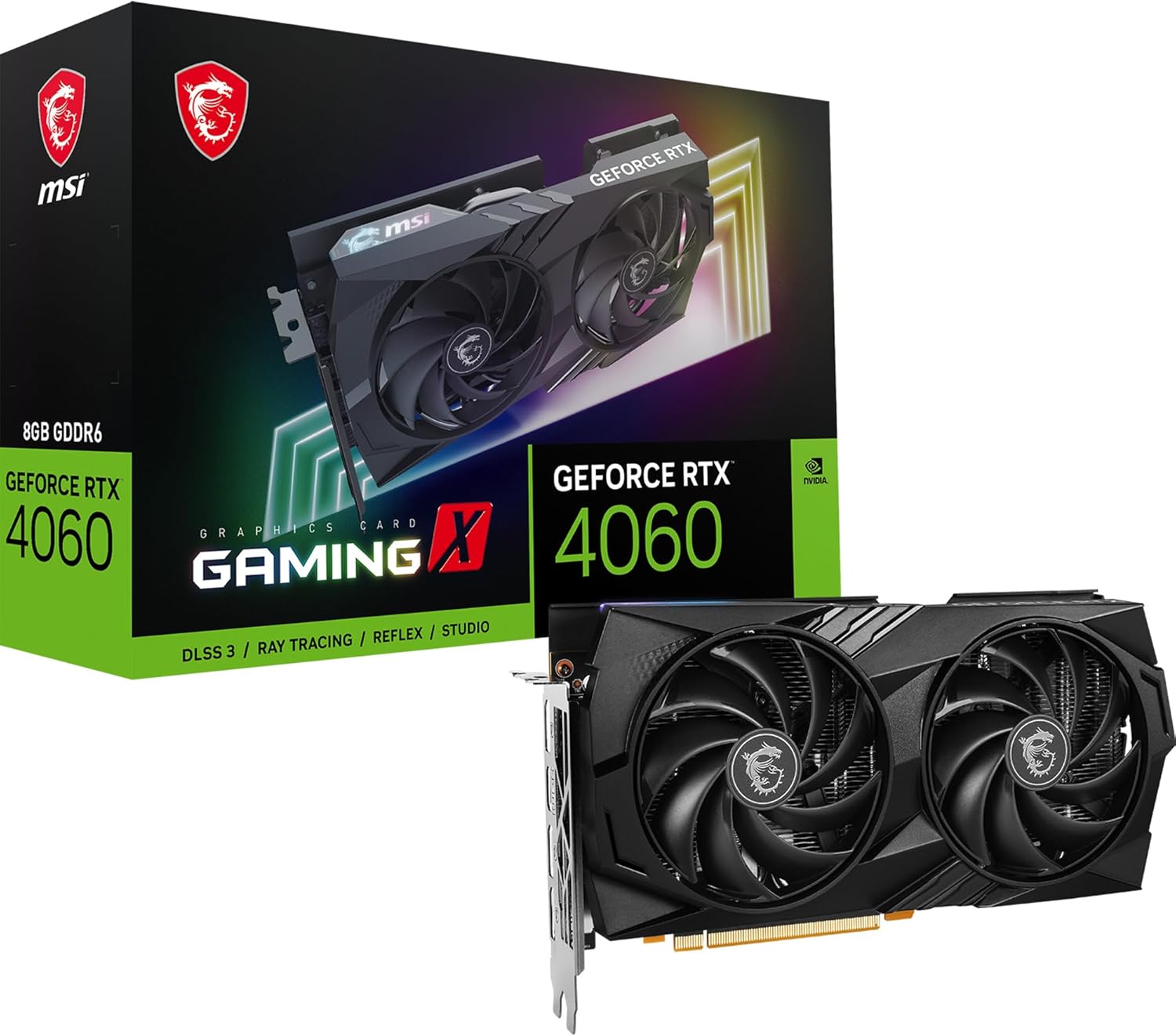 MSI GeForce RTX 4060 Gaming X 8G Graphics Card — NVIDIA RTX 4060, 8GB GDDR6, 17Gbps, PCIe 4.0, Twin Frozr 9, RGB, DLSS3
