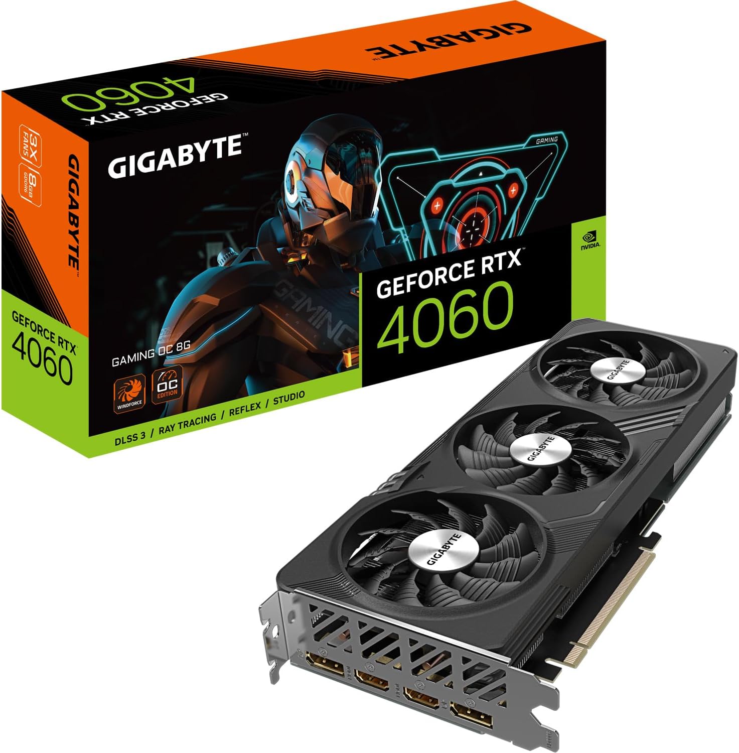 Gigabyte NVIDIA GeForce RTX 4060 Gaming OC 8G Graphics Card — 8GB GDDR6 128-bit, PCI-E 4.0, 2550MHz Core Clock, GV-N4060GAMING OC-8GD