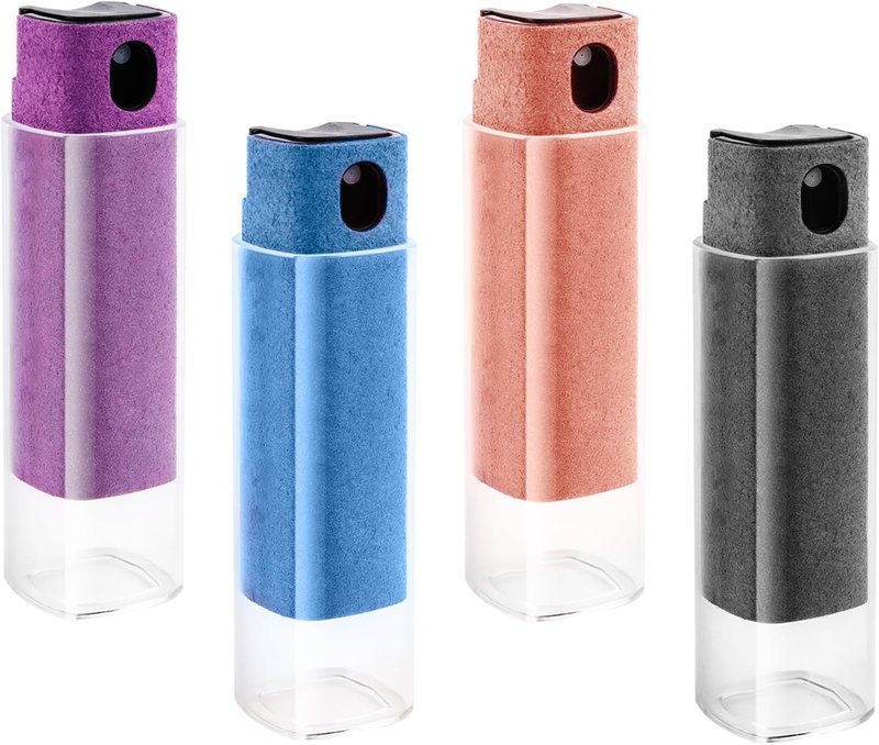 Screen Cleaner, Pack of 4, 3-in-1 Screen Cleaning Spray Bottle & Microfibre Cloth, Wiper Mobile Phone Cleaner, Fingerprint-Proof Spray Bottles for Phones/Laptop/Tablet/Monitors & Car Screens